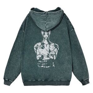HOKURO ZORO NOTHING HAPPENED VINTAGE HOODIE Green‎ Graphic Print Hoodie M Nwt